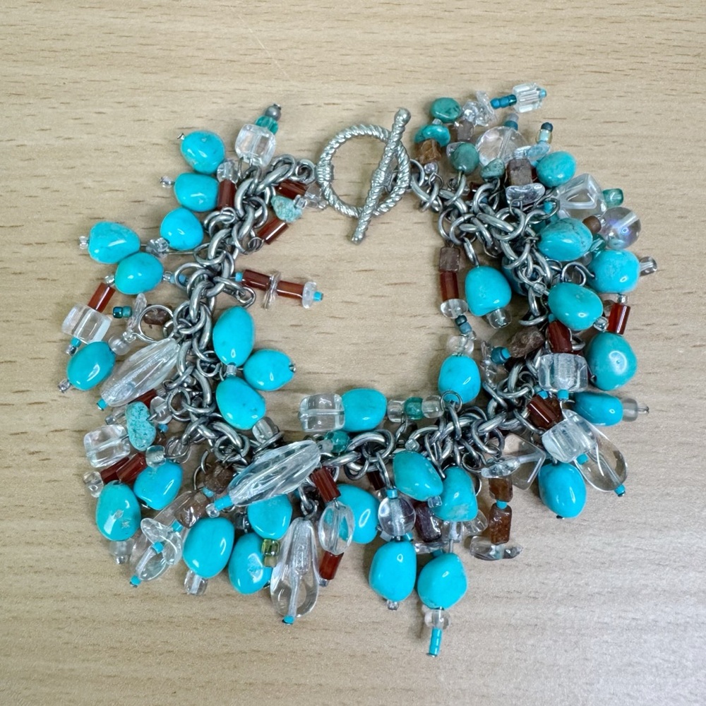 Turquoise Beaded Charm Bracelet - Women Jewelry